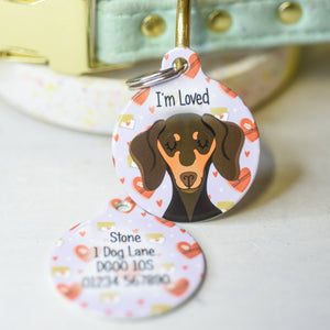 Dog Tag Personalised - Love Hearts