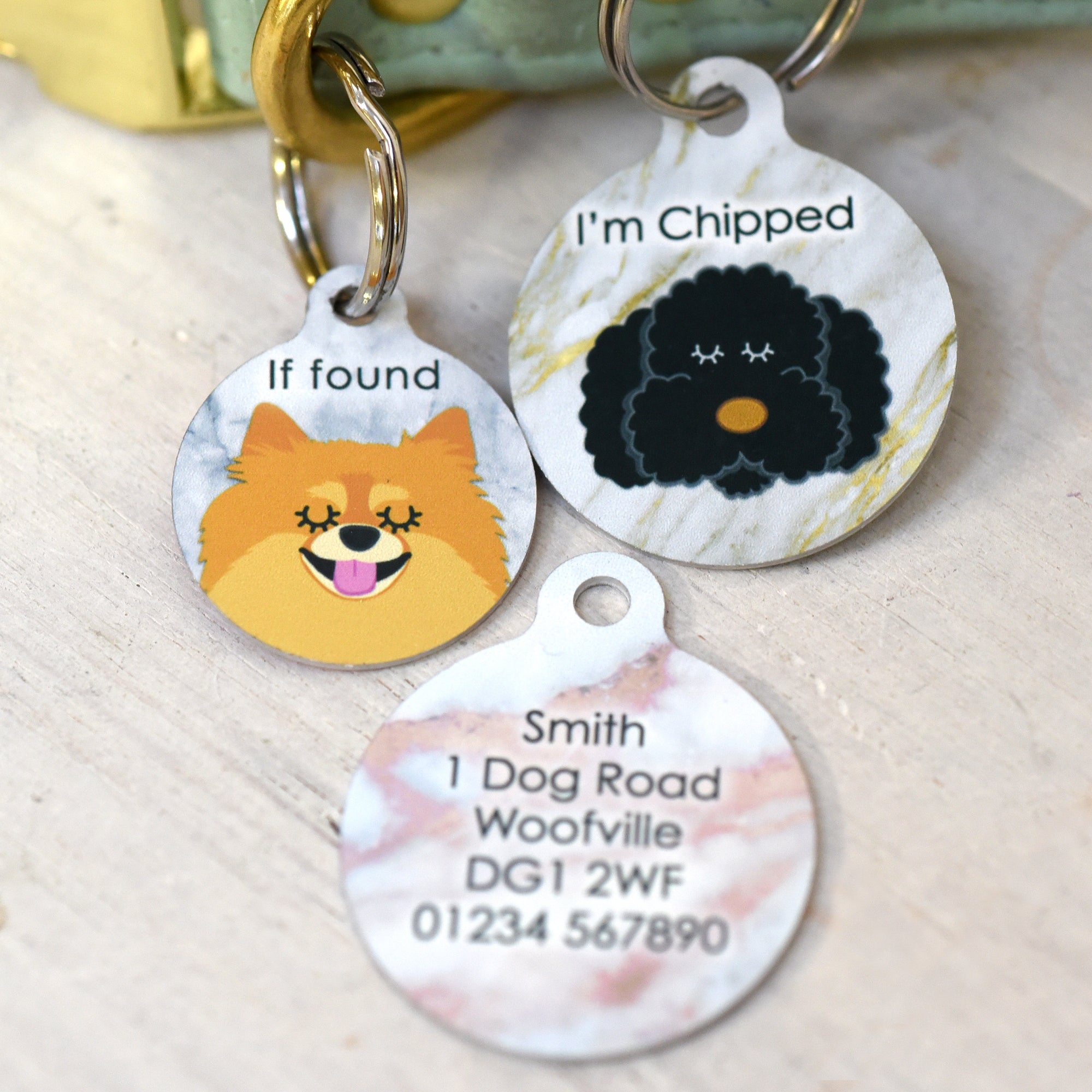 Dog Tag Personalised - Marble Design