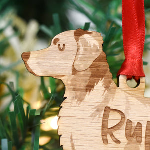 Nova Scotia Duck Tolling Retriever Personalised Wooden Christmas Decoration