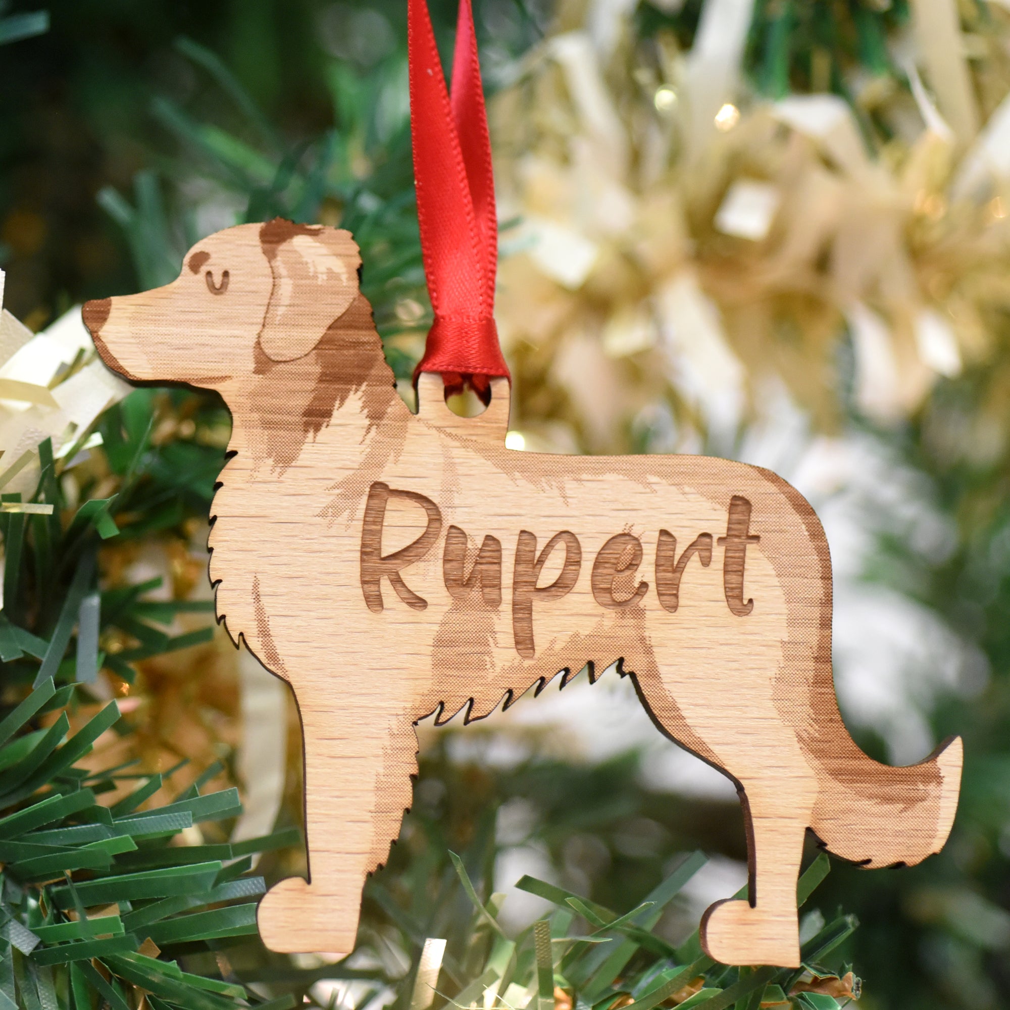 Nova Scotia Duck Tolling Retriever Personalised Wooden Christmas Decoration
