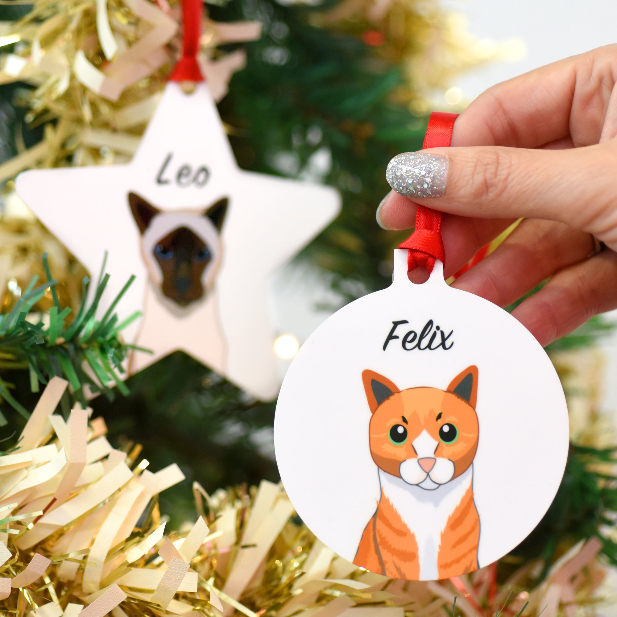Personalised Cute Cat Christmas Decoration