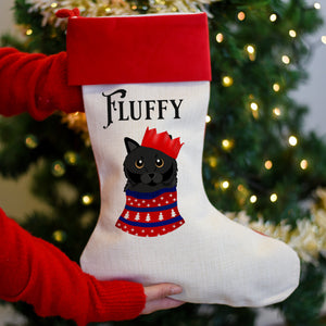 Personalised Christmas Party Cat Present Stocking