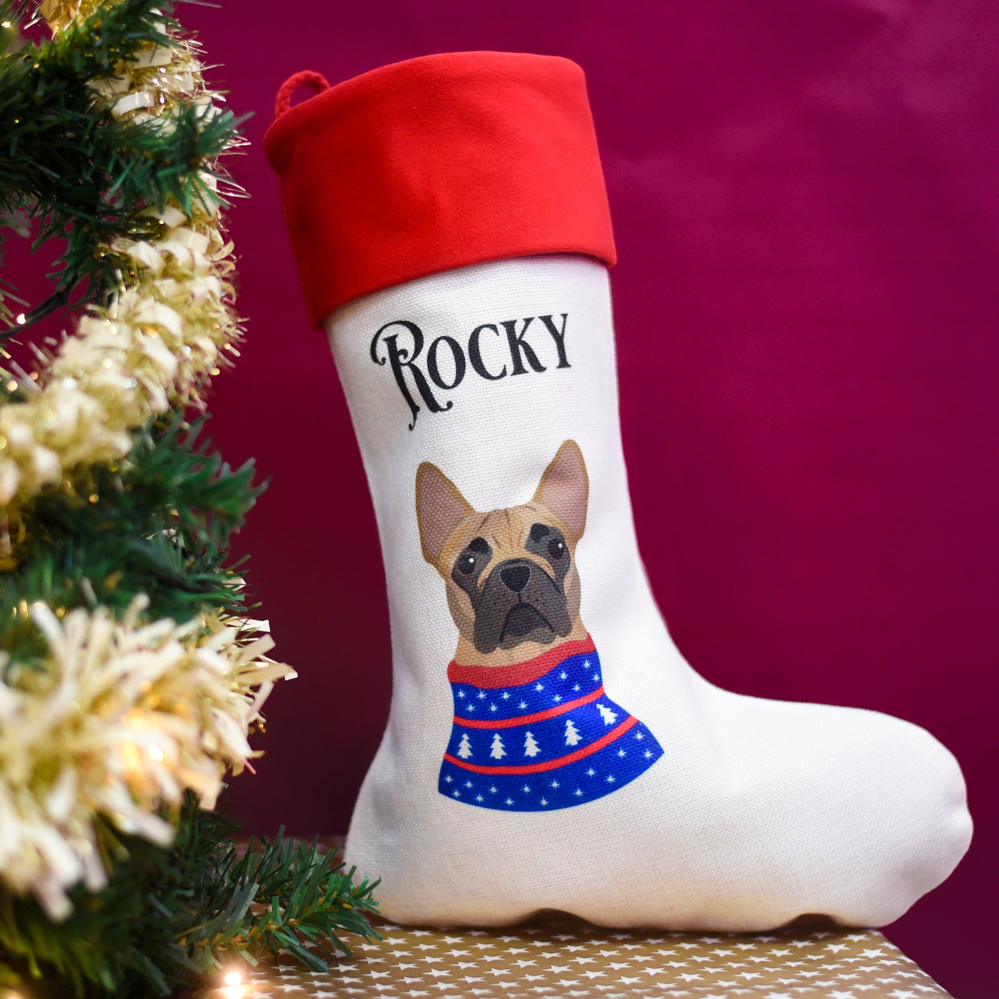 Personalised Dog Christmas Jumper Present Stocking