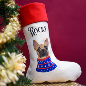 Personalised Dog Christmas Jumper Present Stocking