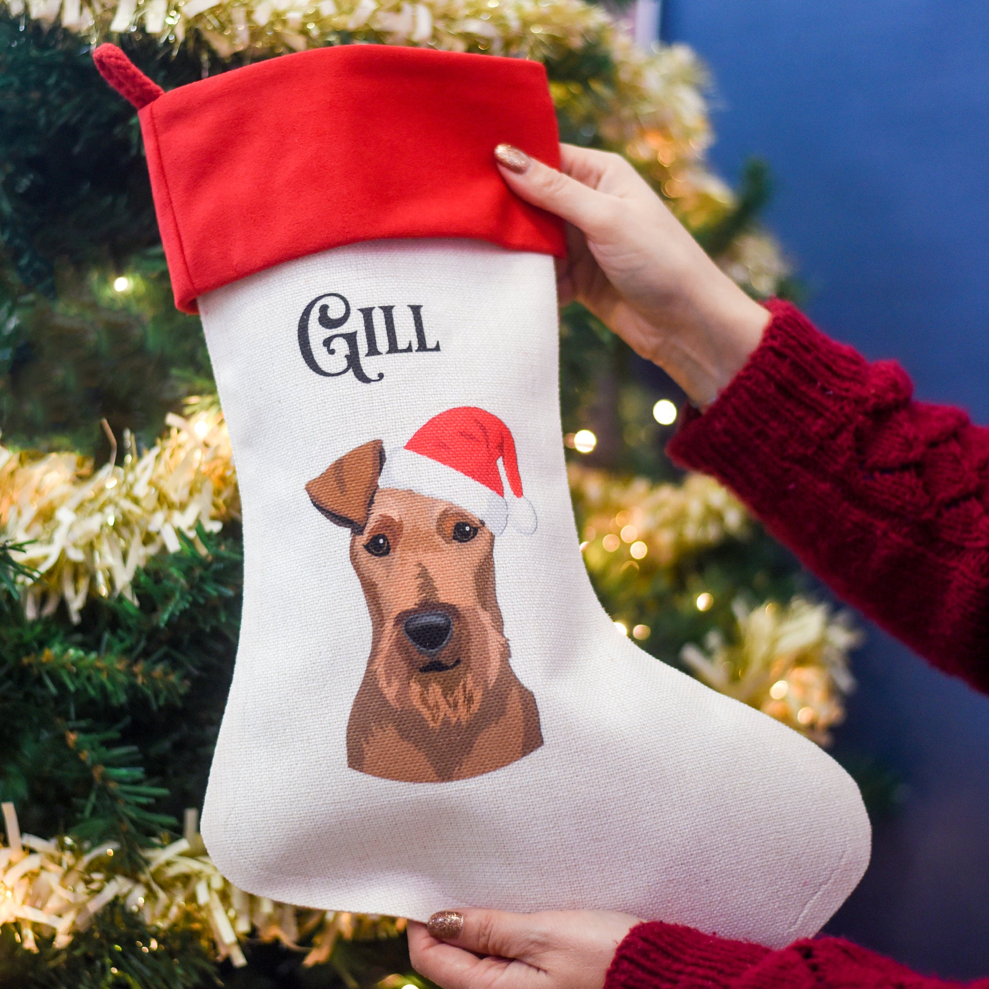 Personalised Santa Dog Christmas Stocking