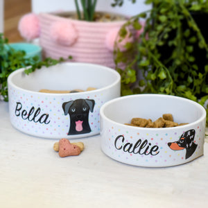 Personalised Ceramic Dog Bowl - Hoobynoo Birthday Dots