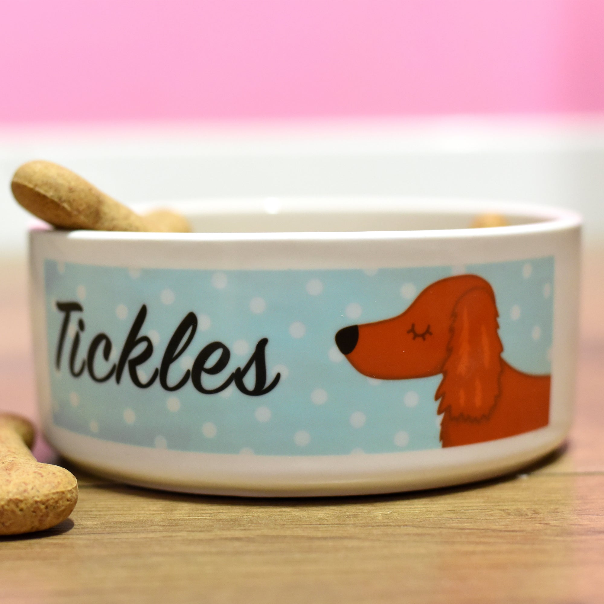 Personalised Ceramic Dog Bowl - Polka Dot