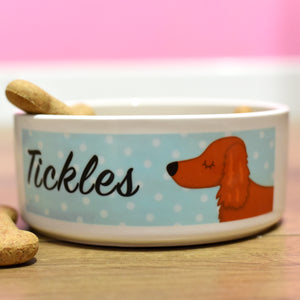 Personalised Ceramic Dog Bowl - Polka Dot