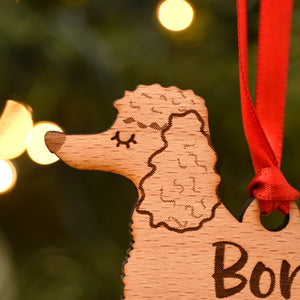 Poodle Personalised Wooden Christmas Decoration