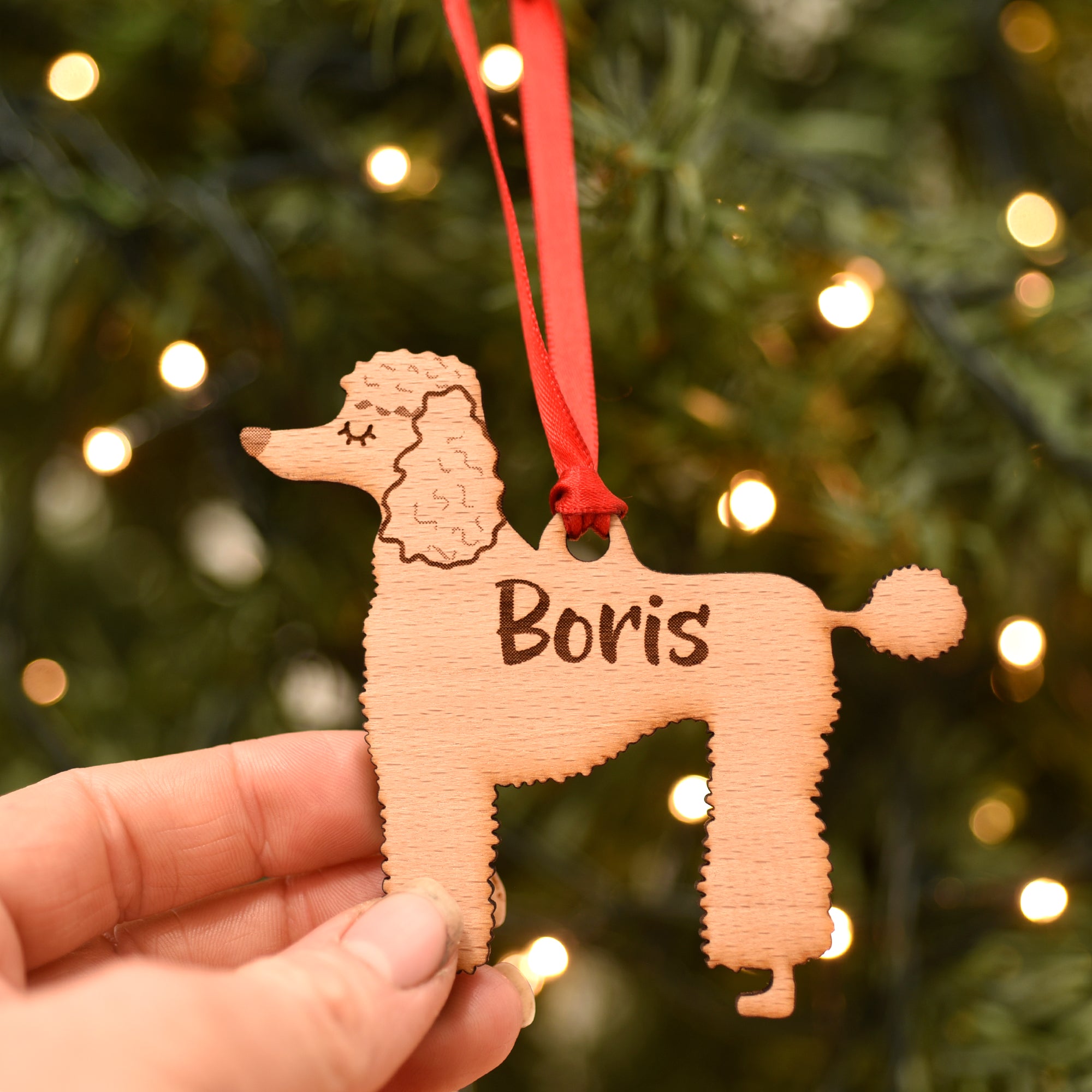 Poodle Personalised Wooden Christmas Decoration
