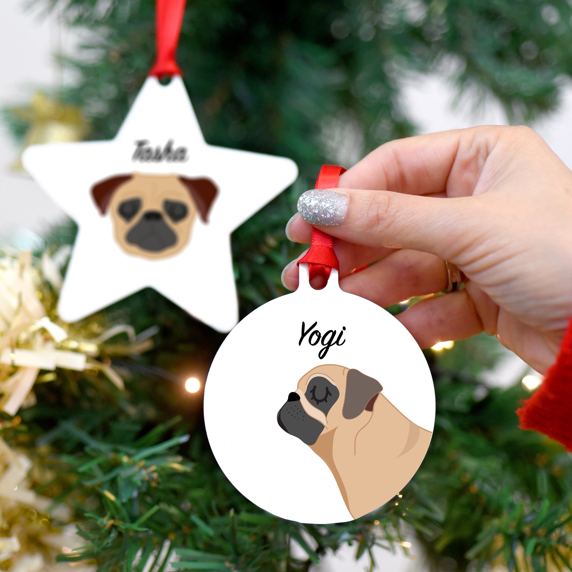 Pug Personalised Dog ChristmasDecoration