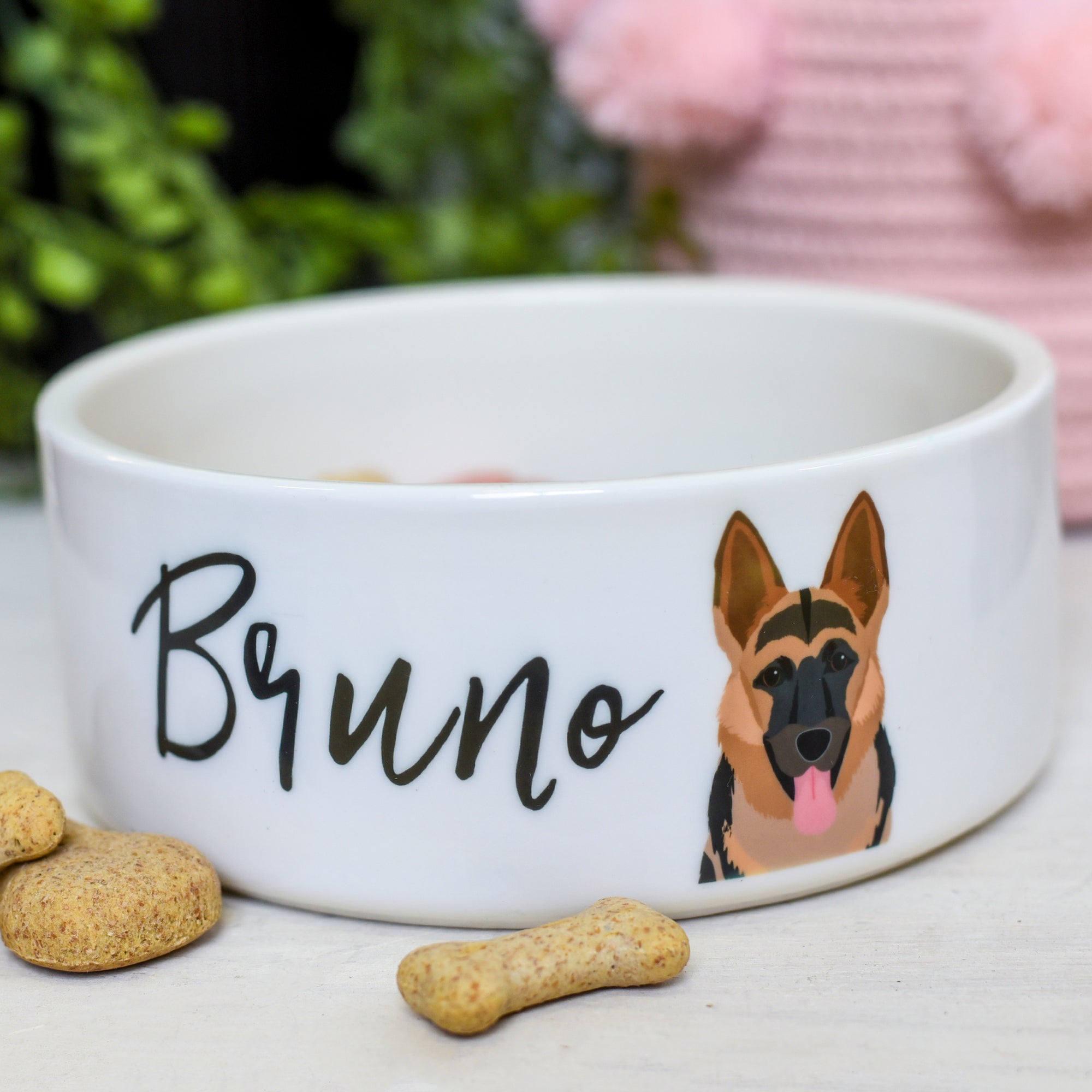 Personalised Ceramic Dog Bowl - Realistic Illustrations