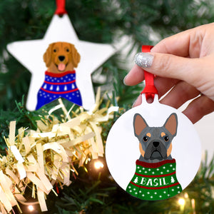 Christmas Jumper Dog Hanging Decoration Personalised