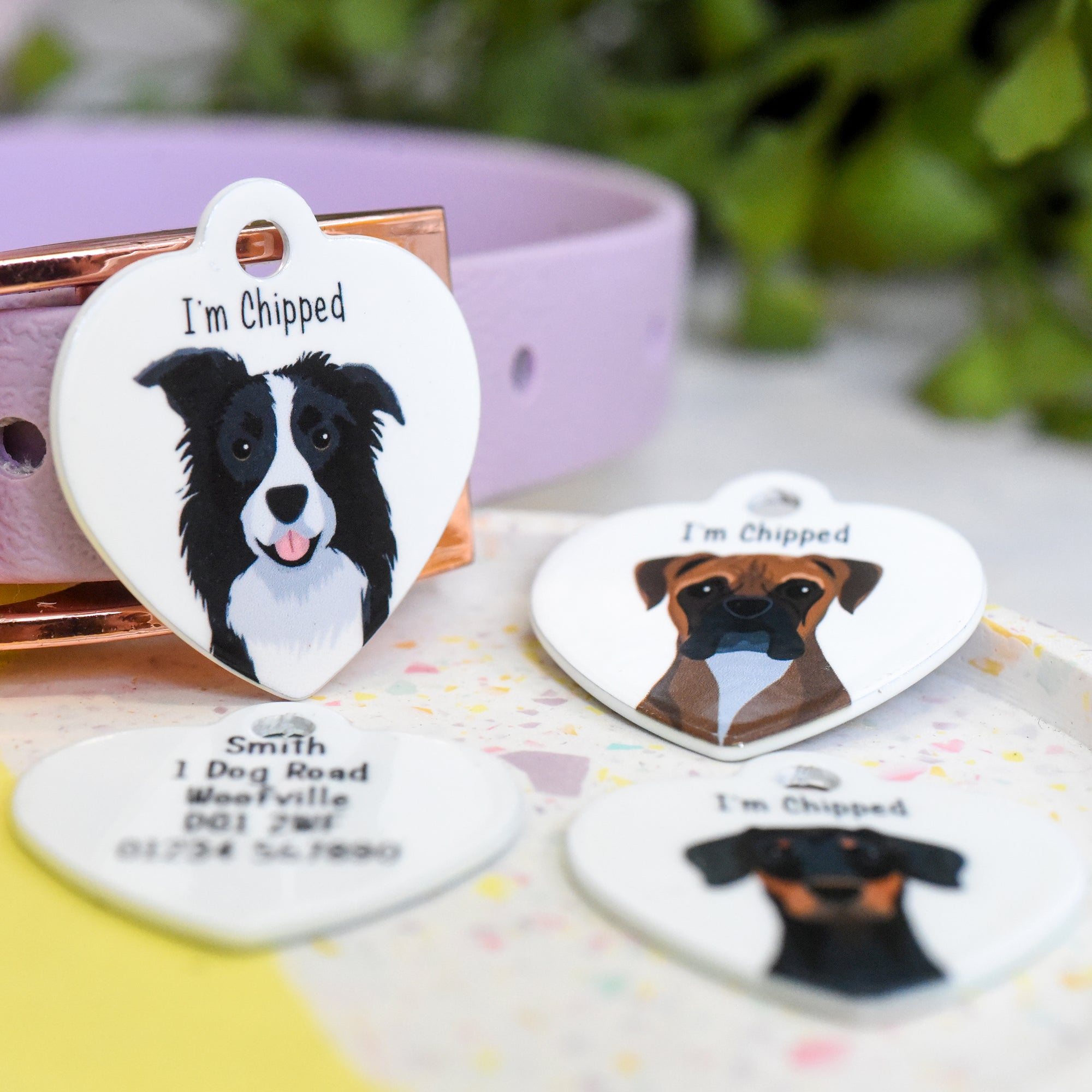 Dog Tag Personalised - White HEART Realistic Illustrations