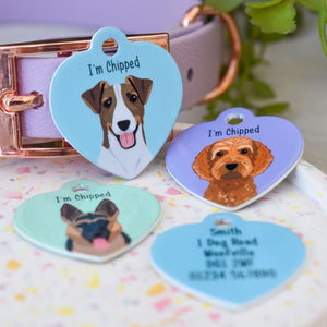 Dog Tag Personalised - HEART Realistic Illustrations