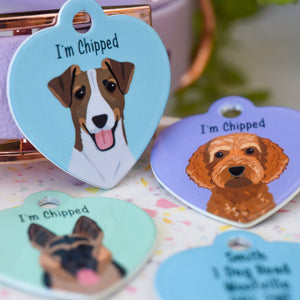 Dog Tag Personalised - HEART Realistic Illustrations