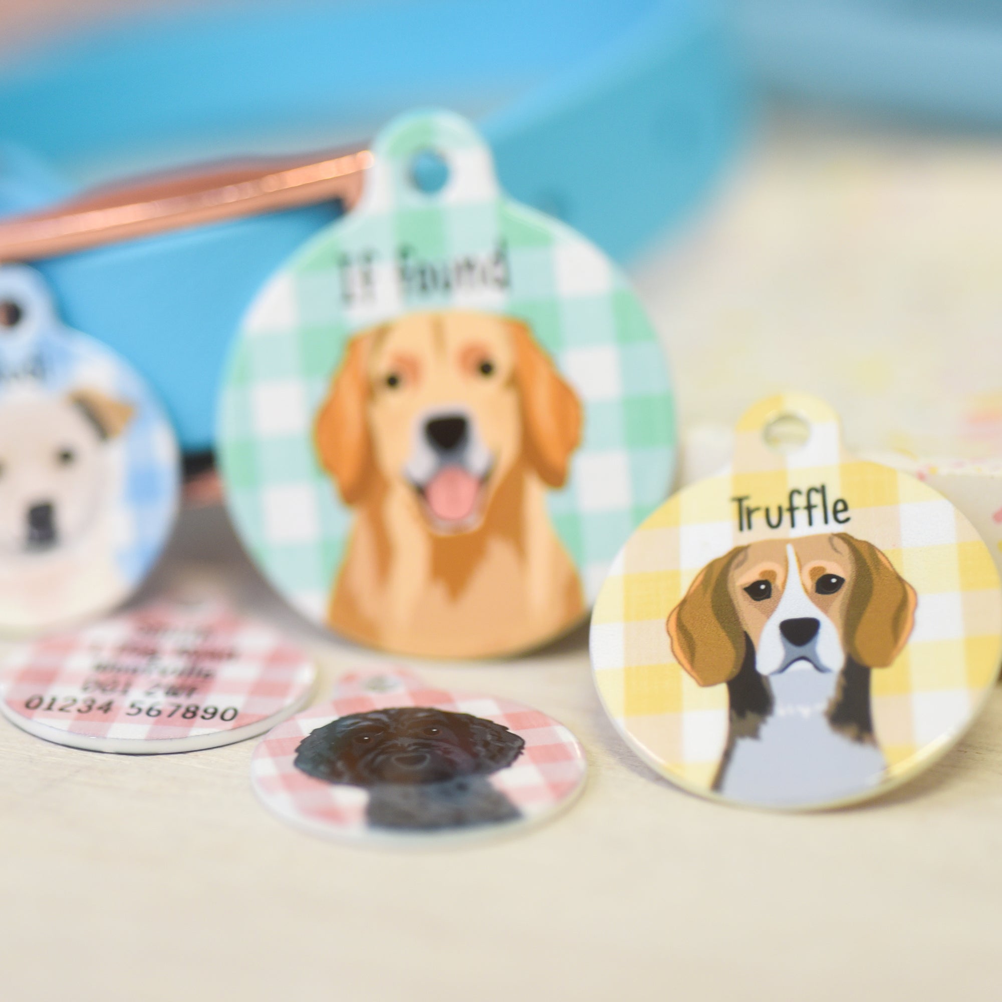 Dog Tag Personalised - Gingham Realistic Illustrations