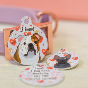 Dog ID Tag Personalised - Love Hearts