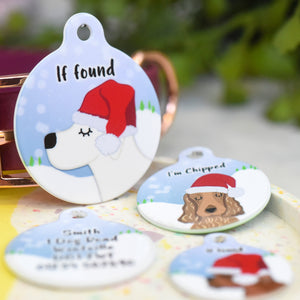Dog Tag Personalised - Santa Snow Dogs