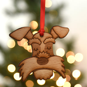 Dog Christmas Decoration - Schnauzer Head - Solid Wood