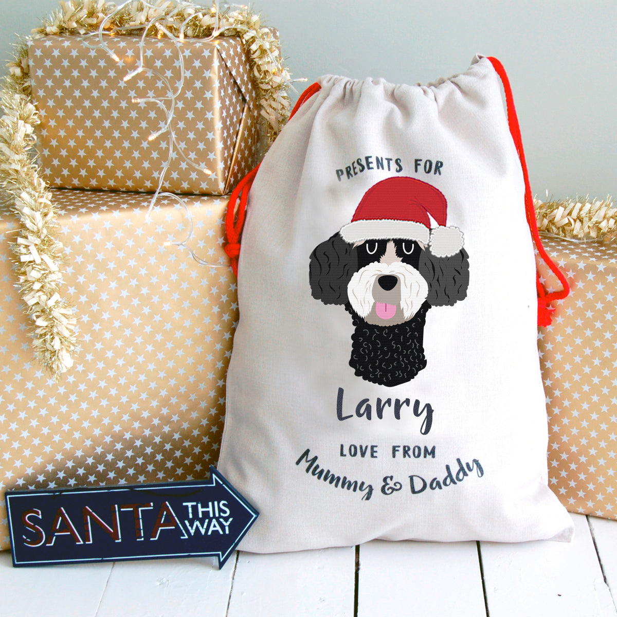 Schnoodle Personalised Christmas Present Sack