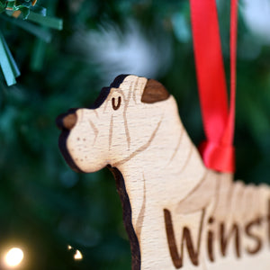 Dog Christmas Decoration - Shar Pei - Solid Wood