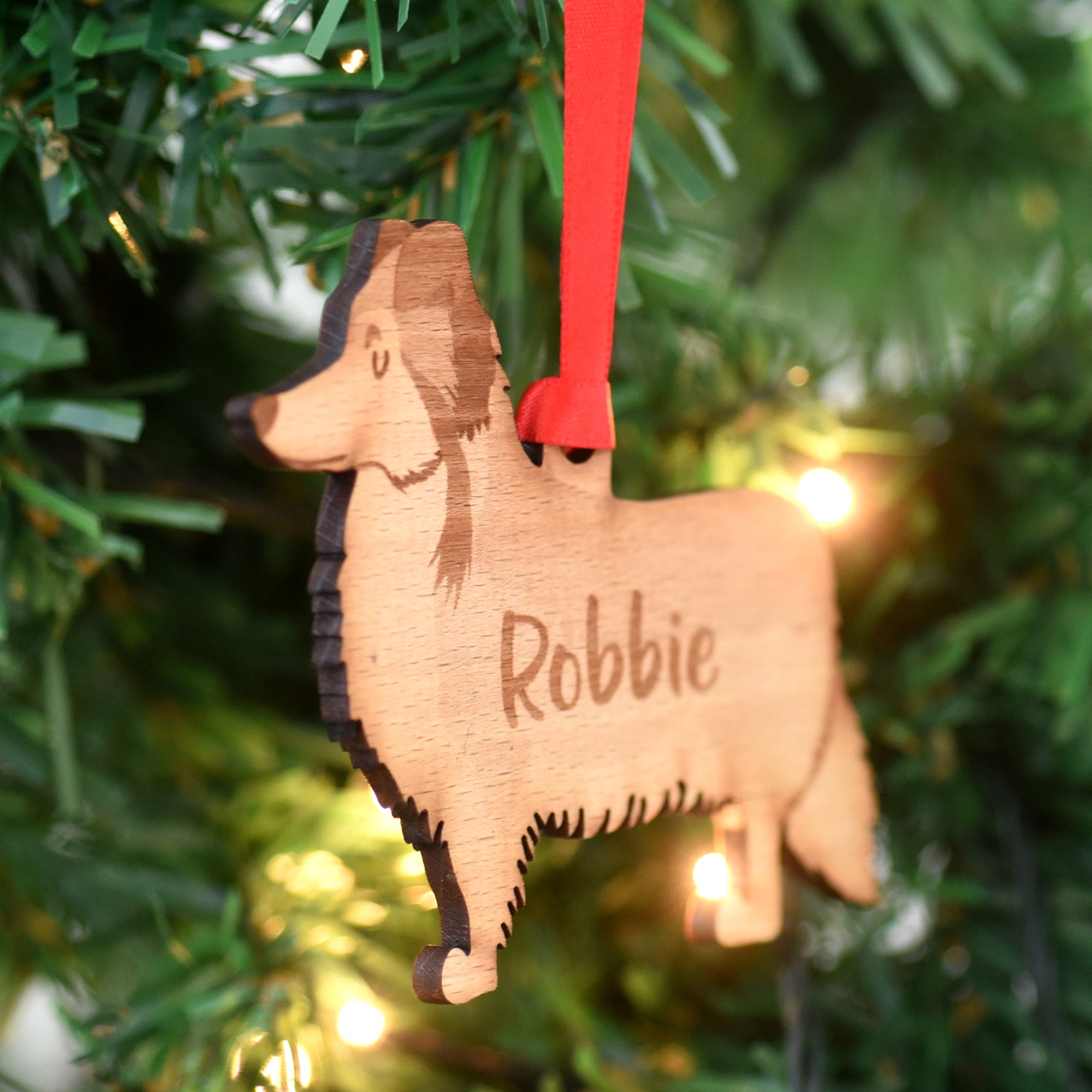 Dog Christmas Decoration - Shetland Sheepdog - Solid Wood