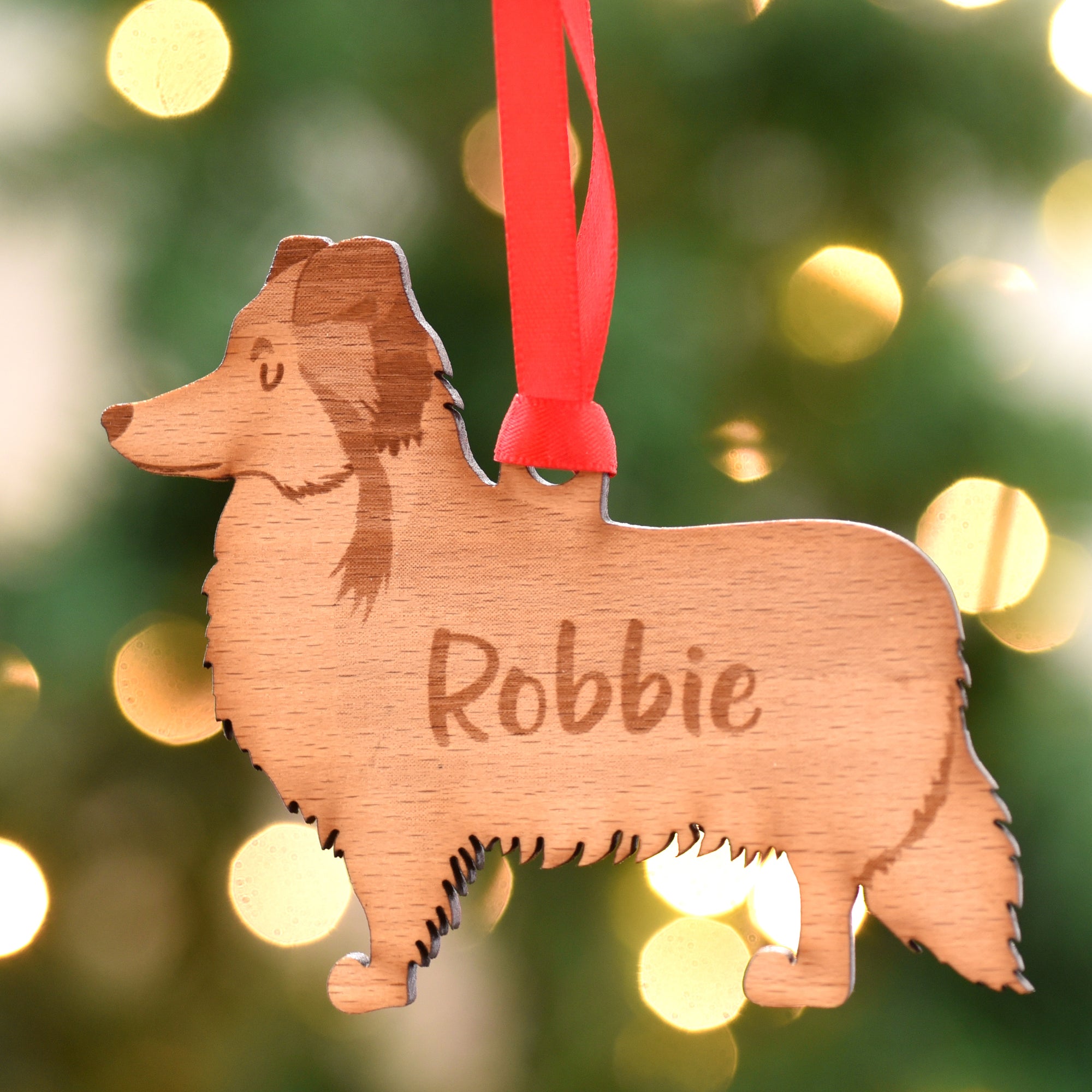 Dog Christmas Decoration - Shetland Sheepdog - Solid Wood
