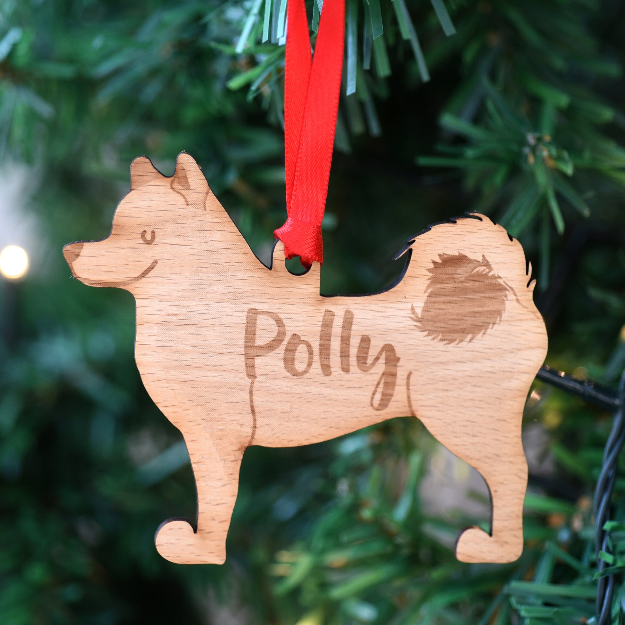 Dog Christmas Decoration - Shiba Inu - Solid Wood