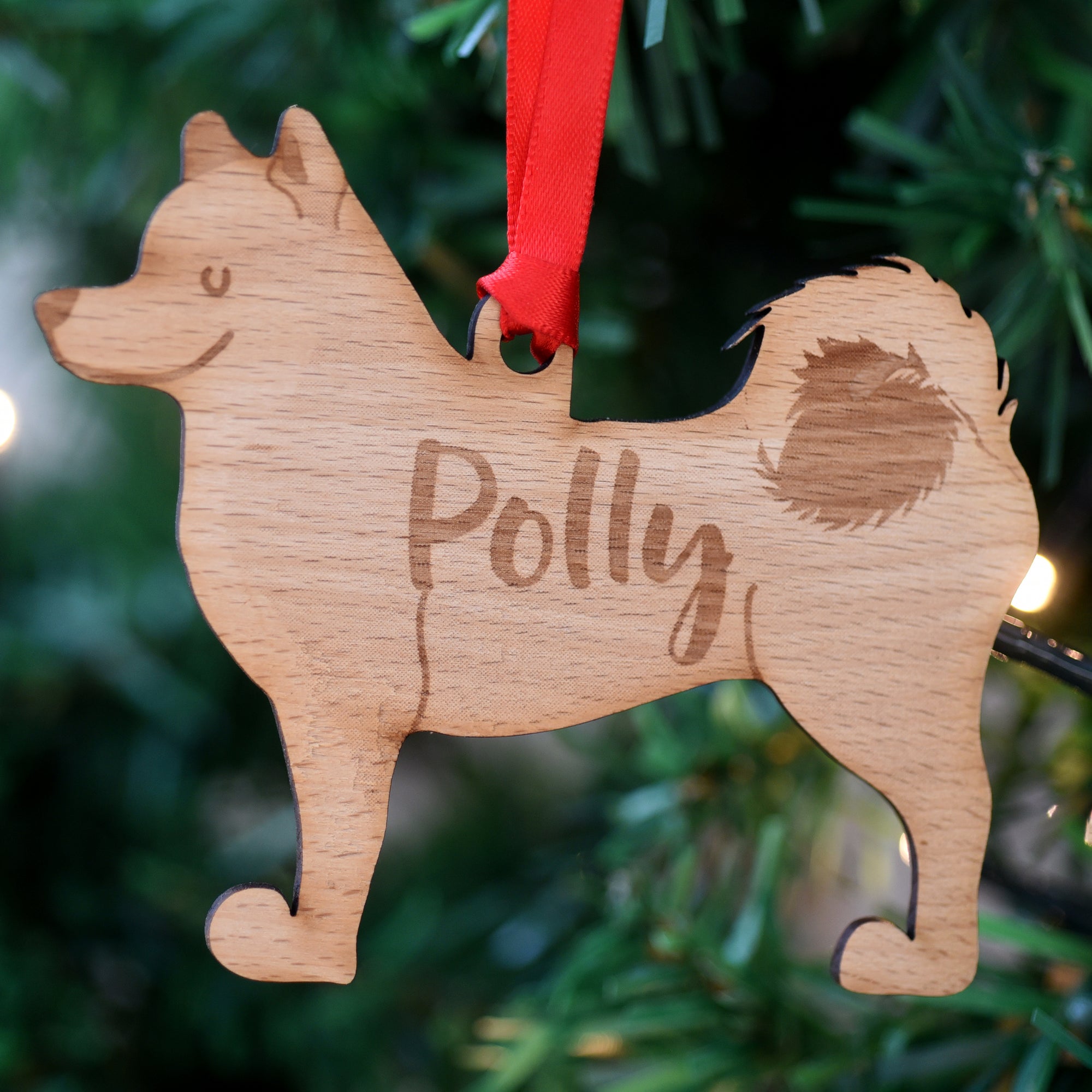 Dog Christmas Decoration - Shiba Inu - Solid Wood