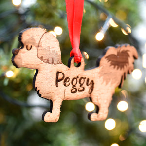 Personalised Solid Wood Shih Tzu Dog Christmas Decoration