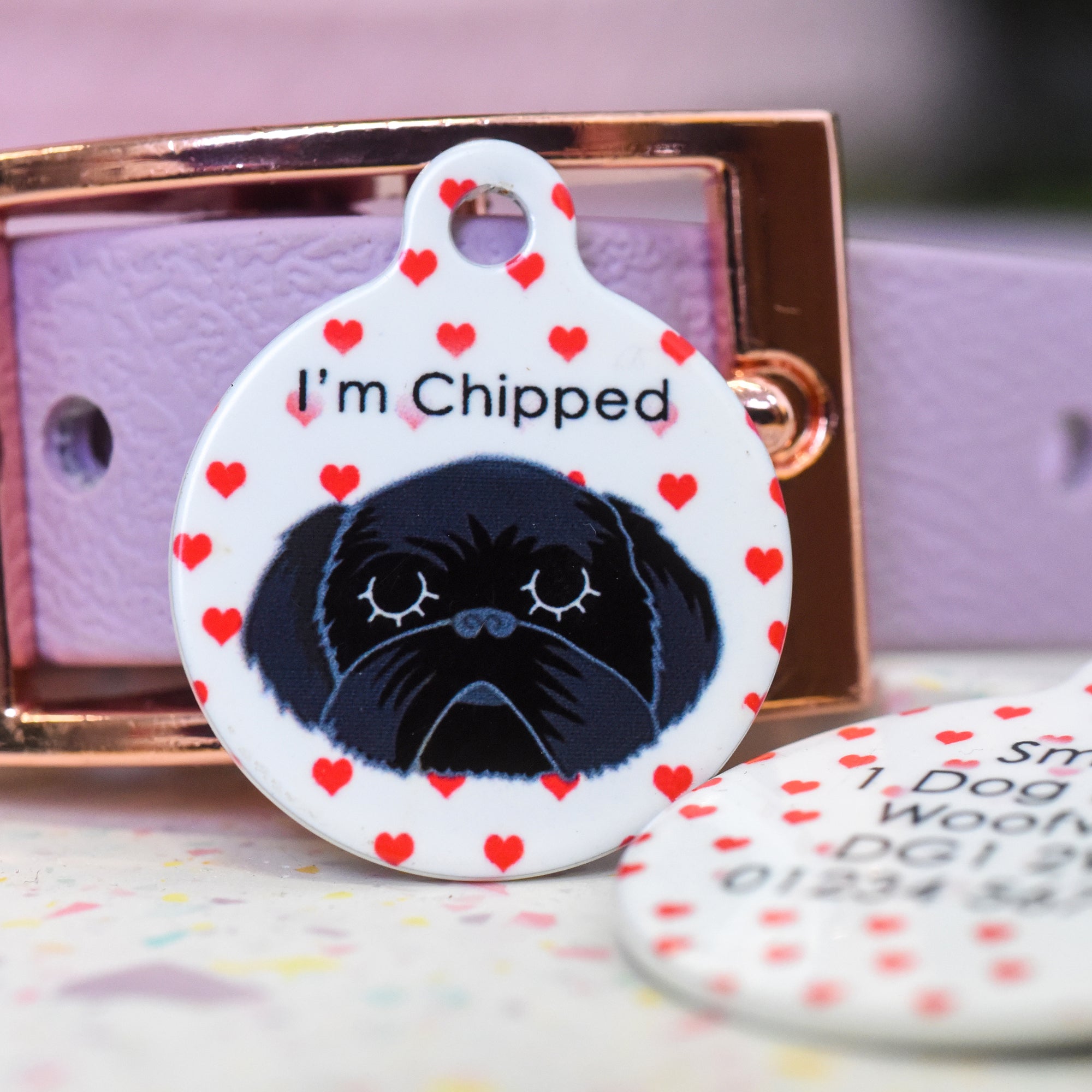 Shih Tzu  Personalised Dog Tag - Red Hearts