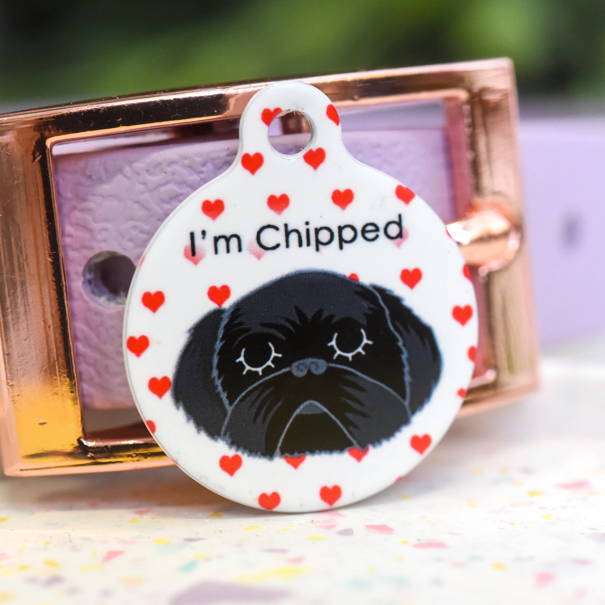 Shih Tzu  Personalised Dog Tag - Red Hearts