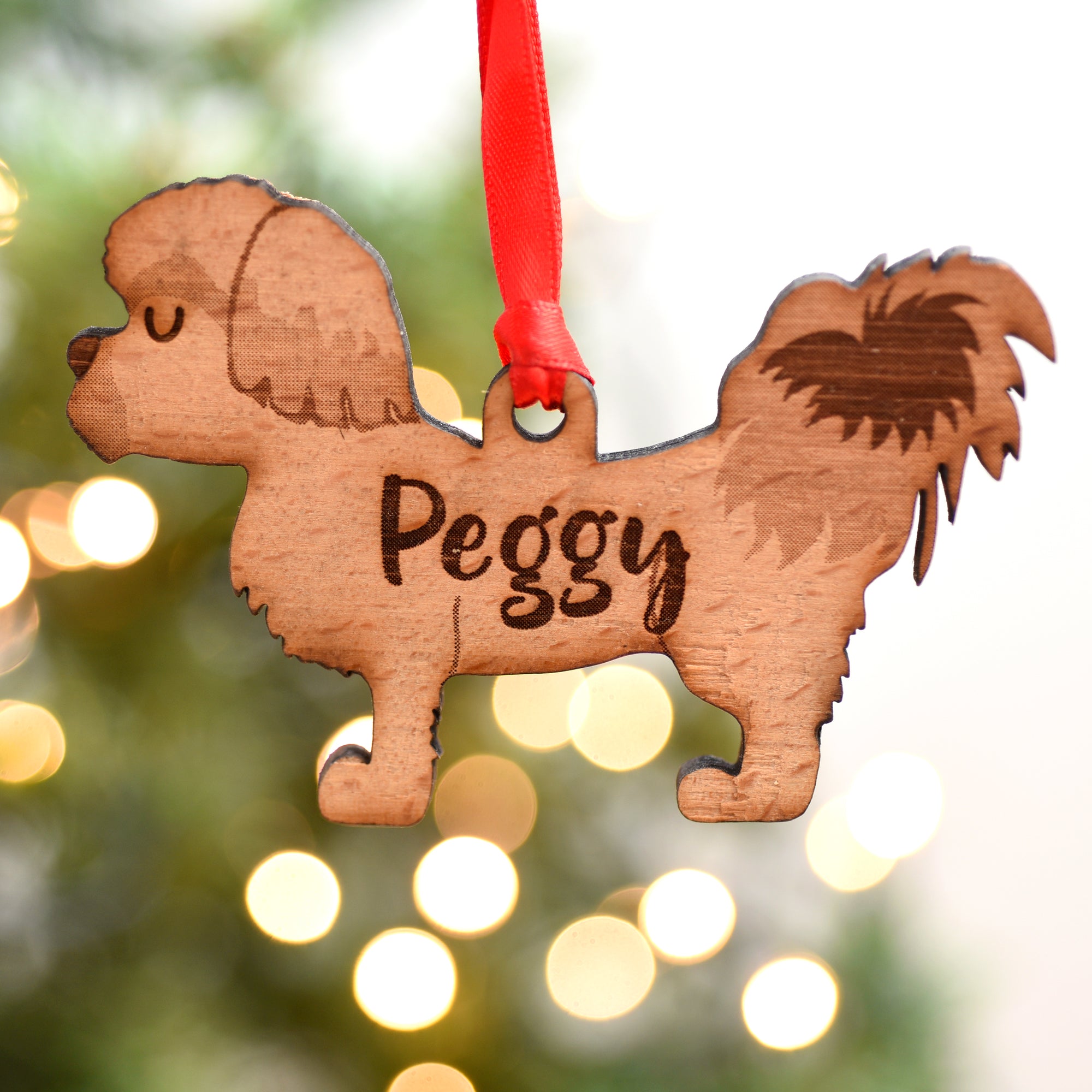 Personalised Solid Wood Shih Tzu Dog Christmas Decoration