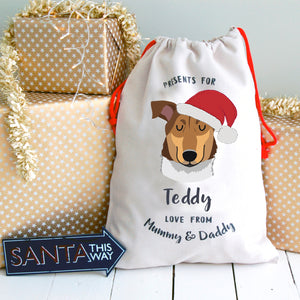 Smooth Collie Personalised Christmas Present Sack