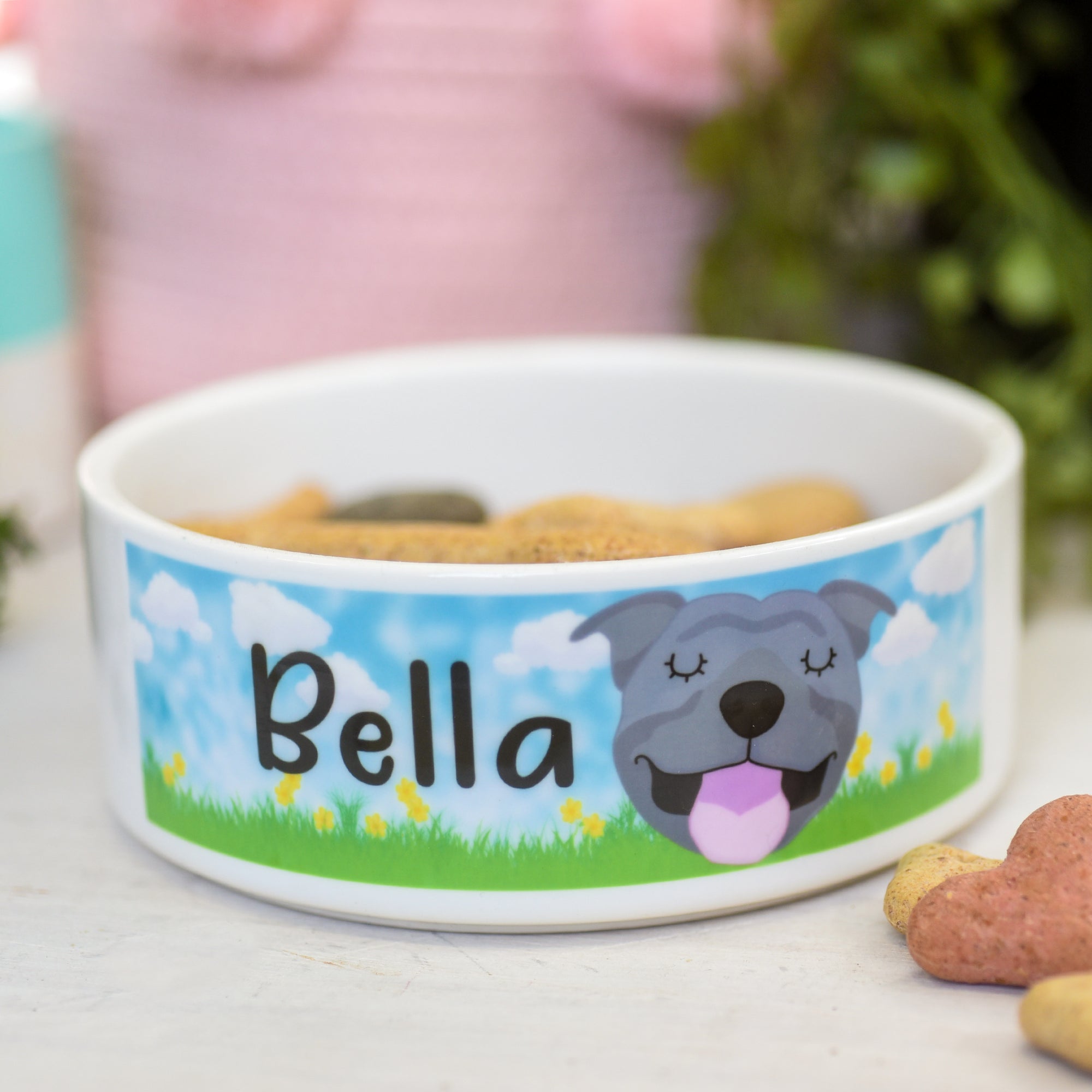 Personalised Ceramic Dog Bowl - Spring Collection