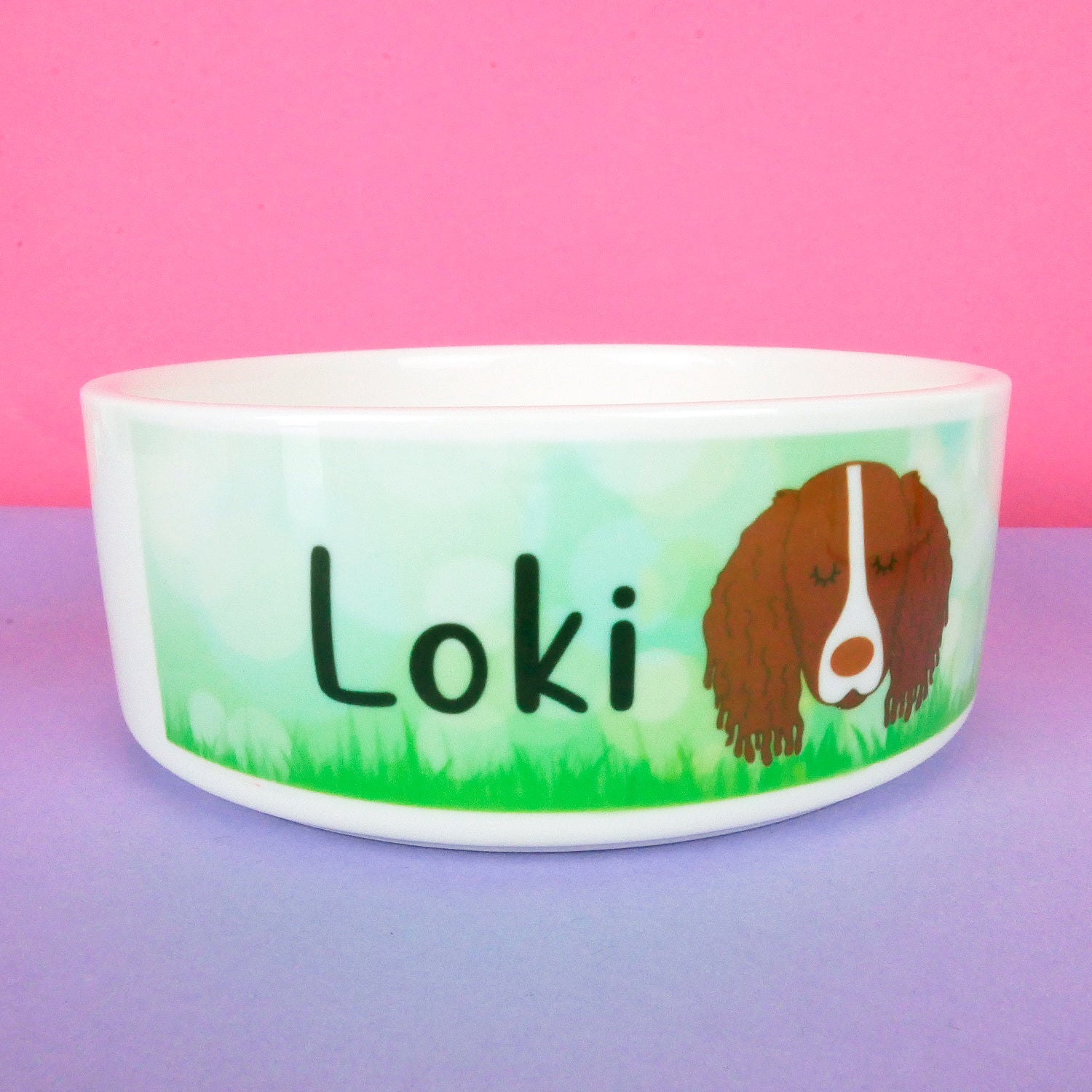 Personalised Dog Bowl - Spring Meadow  - Hoobynoo - Personalised Pet Tags and Gifts