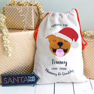 Staffordshire Bull Terrier Personalised Christmas Present Sack