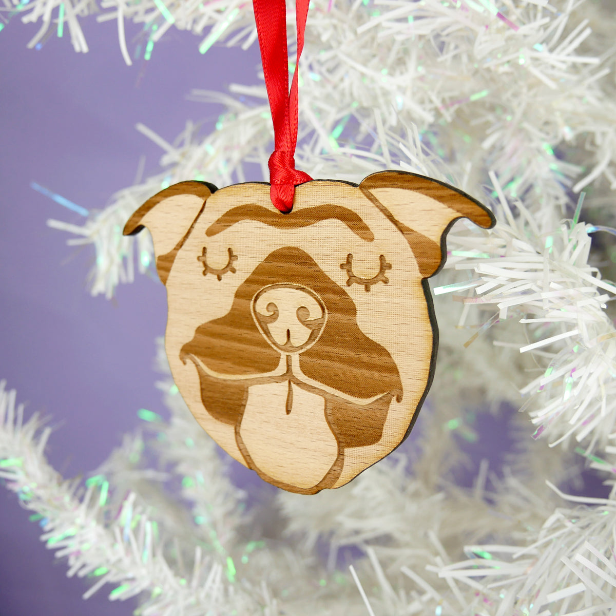 Wooden Staffie Hanging Decoration  - Hoobynoo - Personalised Pet Tags and Gifts