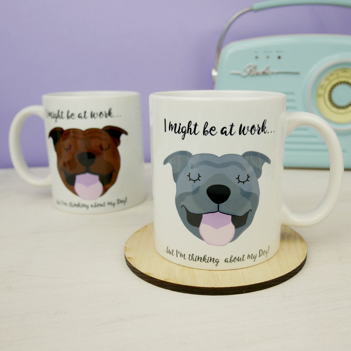 Thinking of my dog mug - Staffordshire Bull terrier - Staffie  - Hoobynoo - Personalised Pet Tags and Gifts