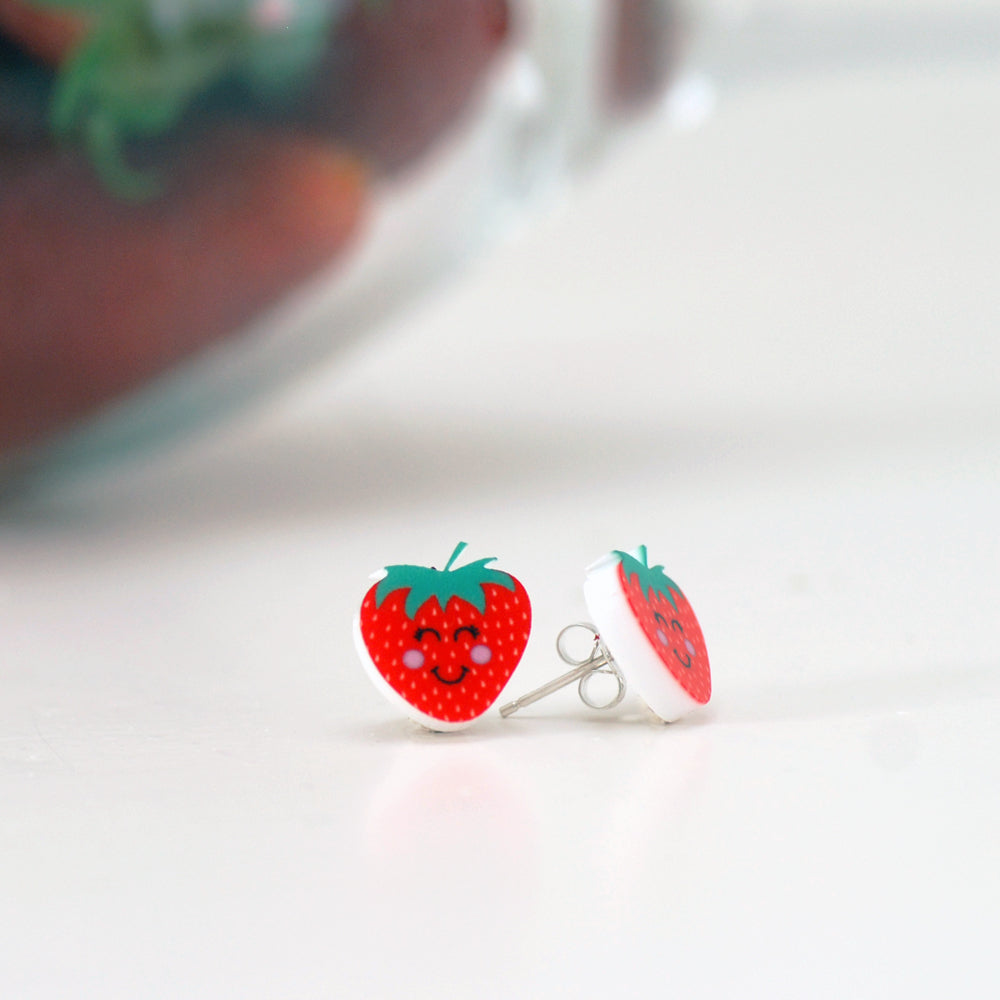 Cute Strawberry Acrylic Stud Earrings