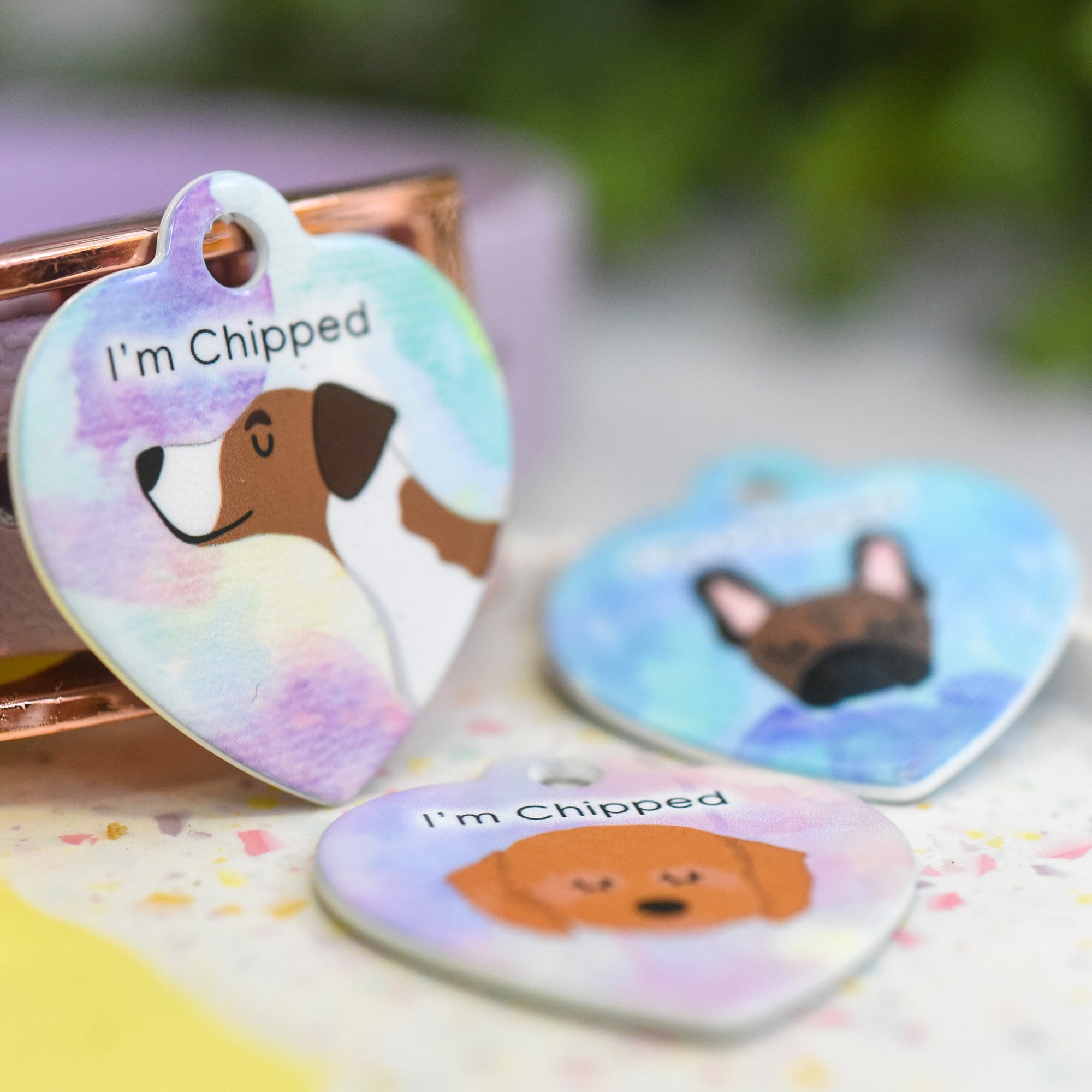 Dog Tag Personalised- Watercolour HEART