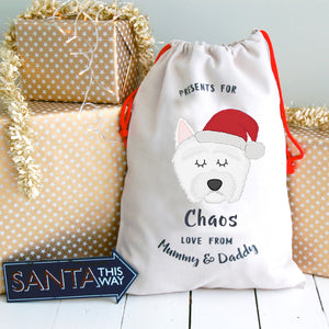 West Highland Terrier Personalised Christmas Present Sack