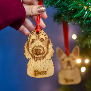 Deluxe Wooden Dog Breed Christmas Decoration Personalised