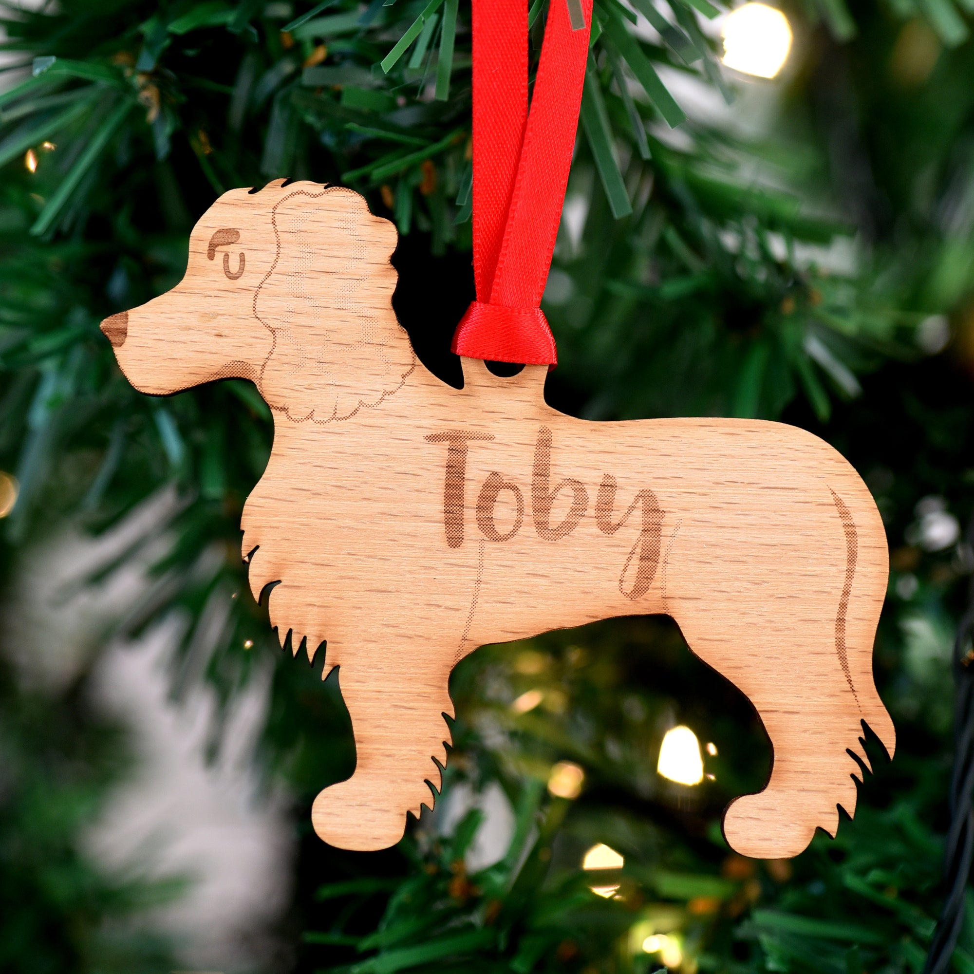 Dog Christmas Decoration - Working Cocker Spaniel - Solid Wood