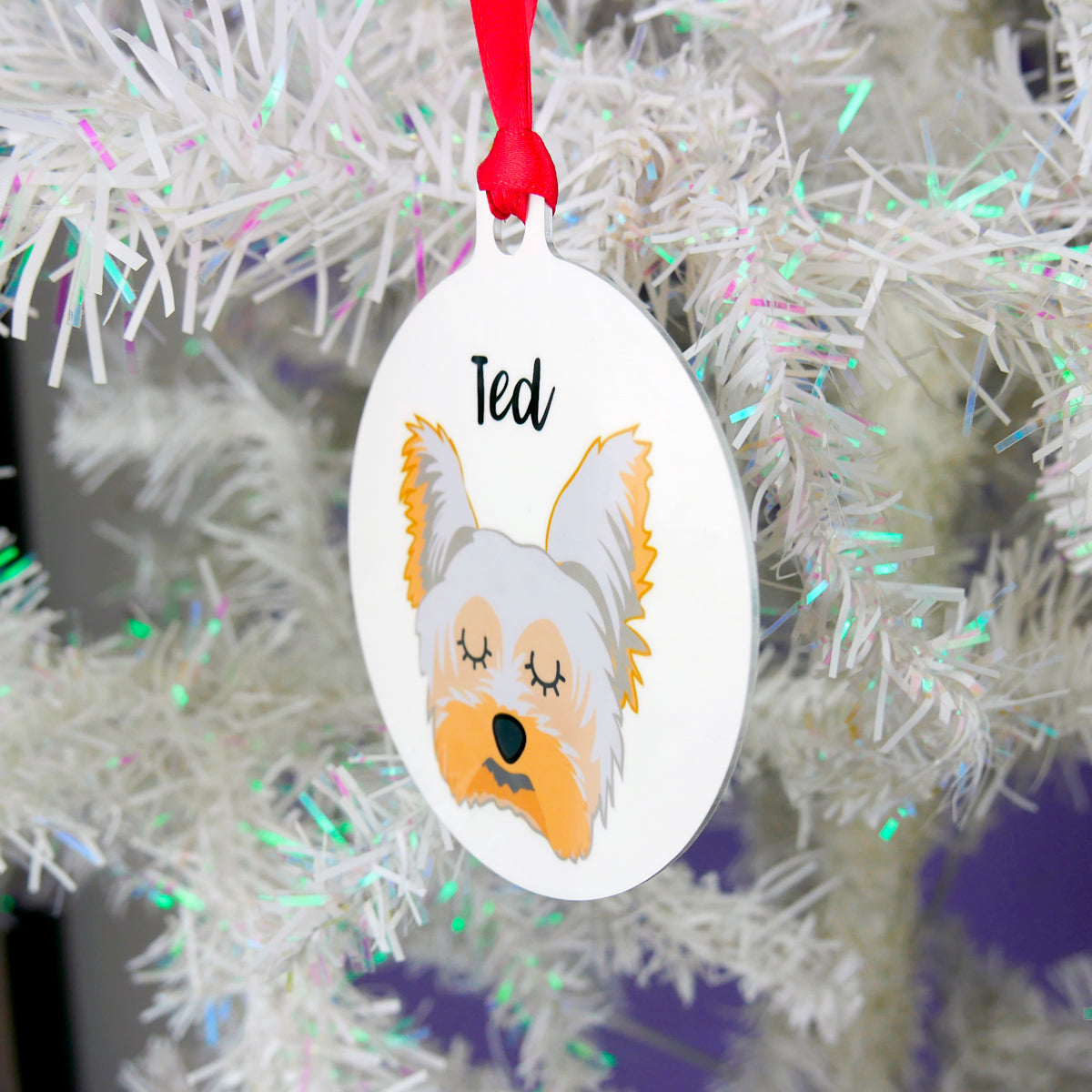 Personalised Yorkshire Terrier Christmas Decoration - Bold  - Hoobynoo - Personalised Pet Tags and Gifts