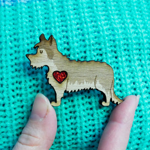 Yorkshire Terrier Brooch with Glitter Heart Detail