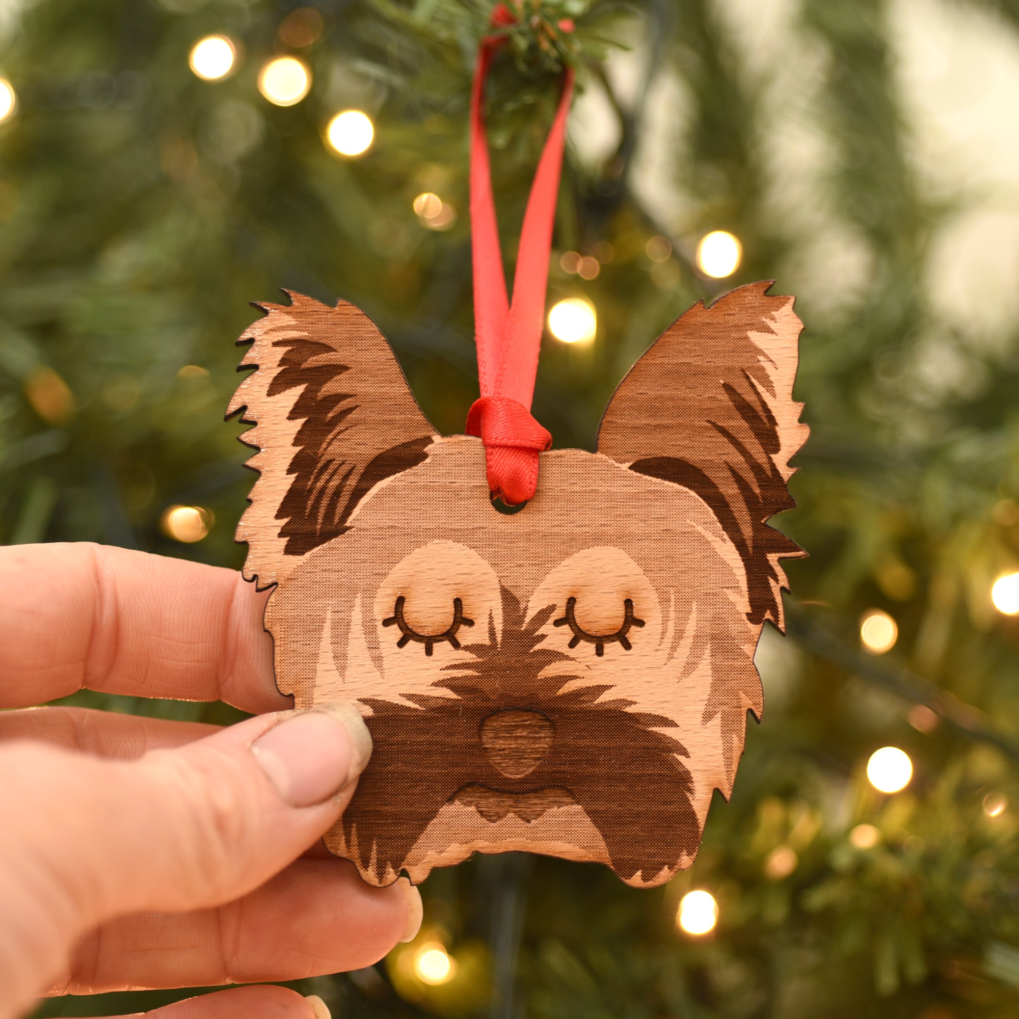 Yorkshire Terrier Wooden Christmas Decoration
